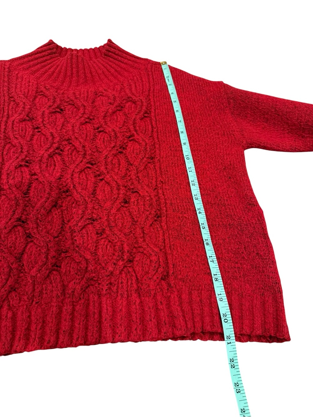 White House Black Market Outlet Red Cable-Knit Mock Neck Sweater - Picture 5 of 8